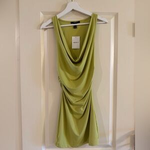 Green Cowl Neck Mini Dress